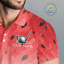 Load image into Gallery viewer, Red shirt with watermelon pattern and golf design, featuring 'Your Name' text, on a gray background.