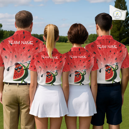 Custom Name Team Name Watermelon Mens Golf Polo Shirt - Funny Cartoon Golf Clothing NHT1175