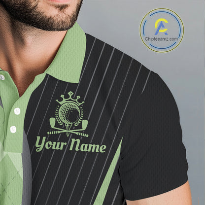 Mens Golf Polo Shirt Green Black Argyle Plaid Golf Pattern Custom,  Mens Shirt Golf Tops NHT667