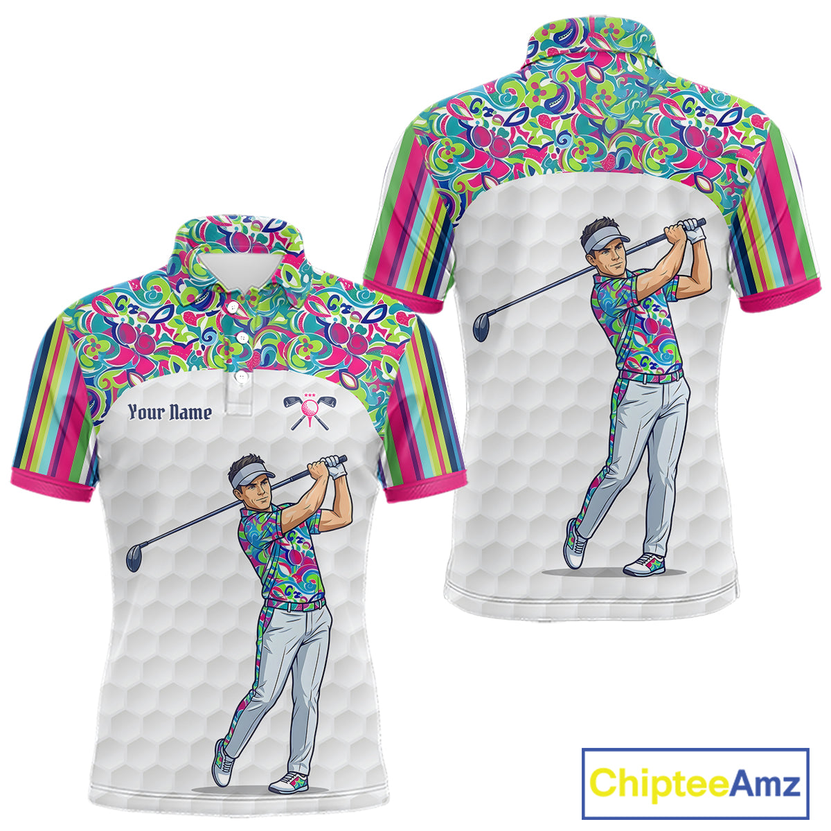 Personalized Golf Polo Shirt Custom Name Golf Shirt Funny Golfer Gift Men Golf Jersey Colorful Golf Outfit NHT686