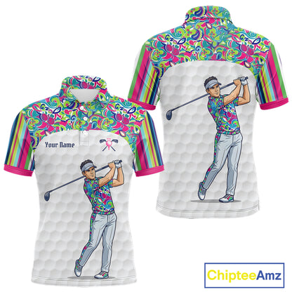 Personalized Golf Polo Shirt Custom Name Golf Shirt Funny Golfer Gift Men Golf Jersey Colorful Golf Outfit NHT686
