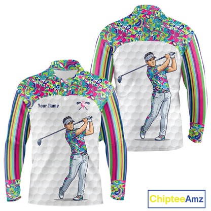 Personalized Golf Polo Shirt Custom Name Golf Shirt Funny Golfer Gift Men Golf Jersey Colorful Golf Outfit NHT686