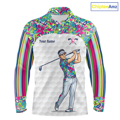 Personalized Golf Polo Shirt Custom Name Golf Shirt Funny Golfer Gift Men Golf Jersey Colorful Golf Outfit NHT686