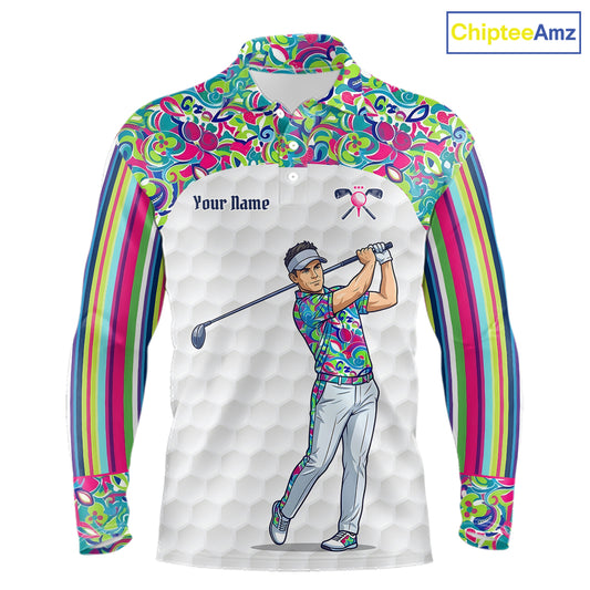 Personalized Golf Polo Shirt Custom Name Golf Shirt Funny Golfer Gift Men Golf Jersey Colorful Golf Outfit NHT686
