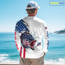 Load image into Gallery viewer, Bass Fishing Shirts Long Sleeve With American Flag – USA Patriotic Angler Performance Shirt