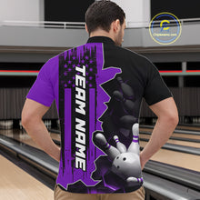 Load image into Gallery viewer, Men's Custom Bowling Tournament Polo Shirt &amp; 1/4 Zip – Personalized Team Bowling Jersey| Purple NHT1198