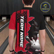 Load image into Gallery viewer, Men's Custom Bowling Tournament Polo Shirt &amp; 1/4 Zip – Personalized Team Bowling Jersey| Red NHT1199