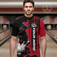 Load image into Gallery viewer, Men's Custom Bowling Tournament Polo Shirt &amp; 1/4 Zip – Personalized Team Bowling Jersey| Red NHT1199