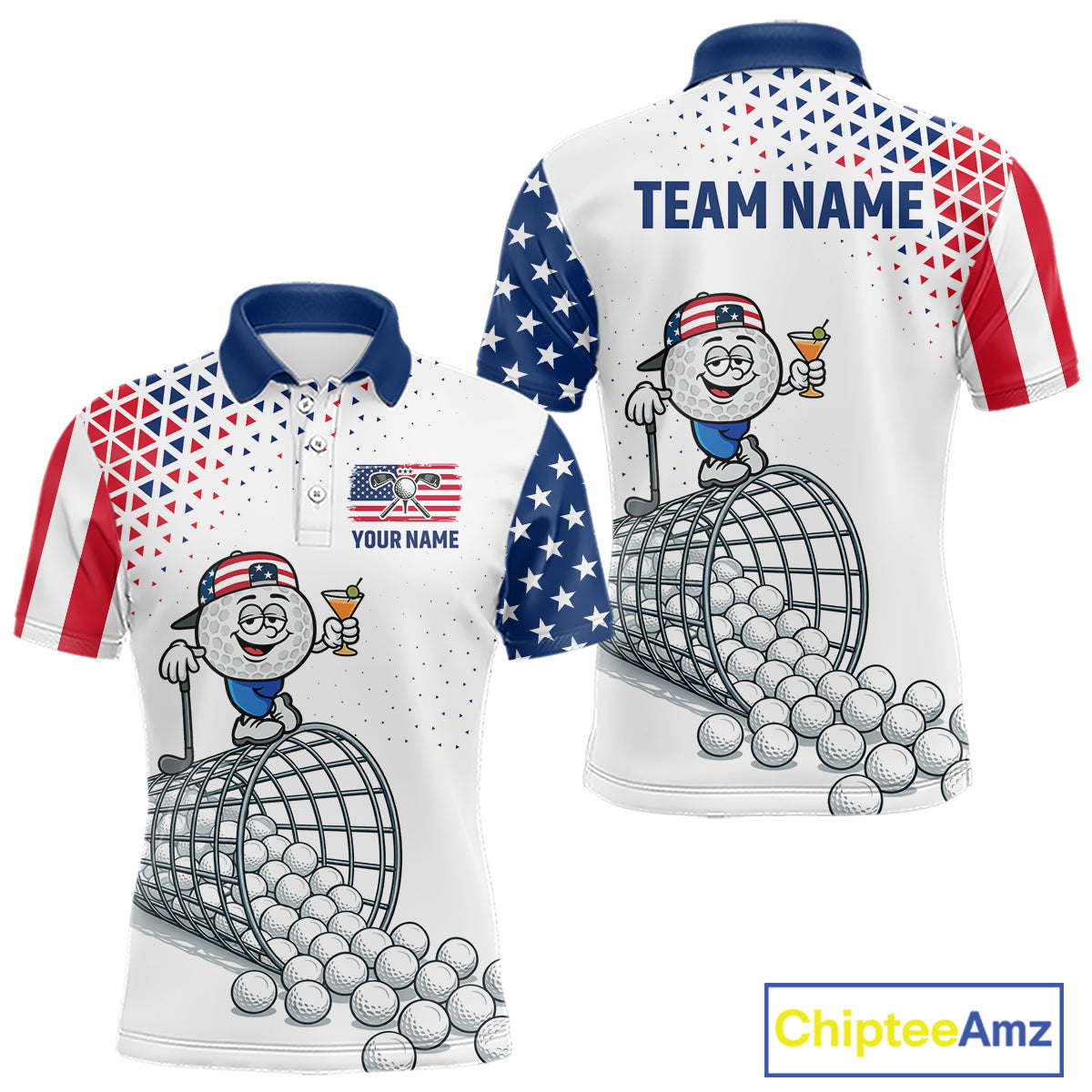 Funny Custom Patriotic Mens Golf Polo Shirt, Personalized Drinking Golf Jersey, Custom Golf Outfit For Family Team Shirt NHT700