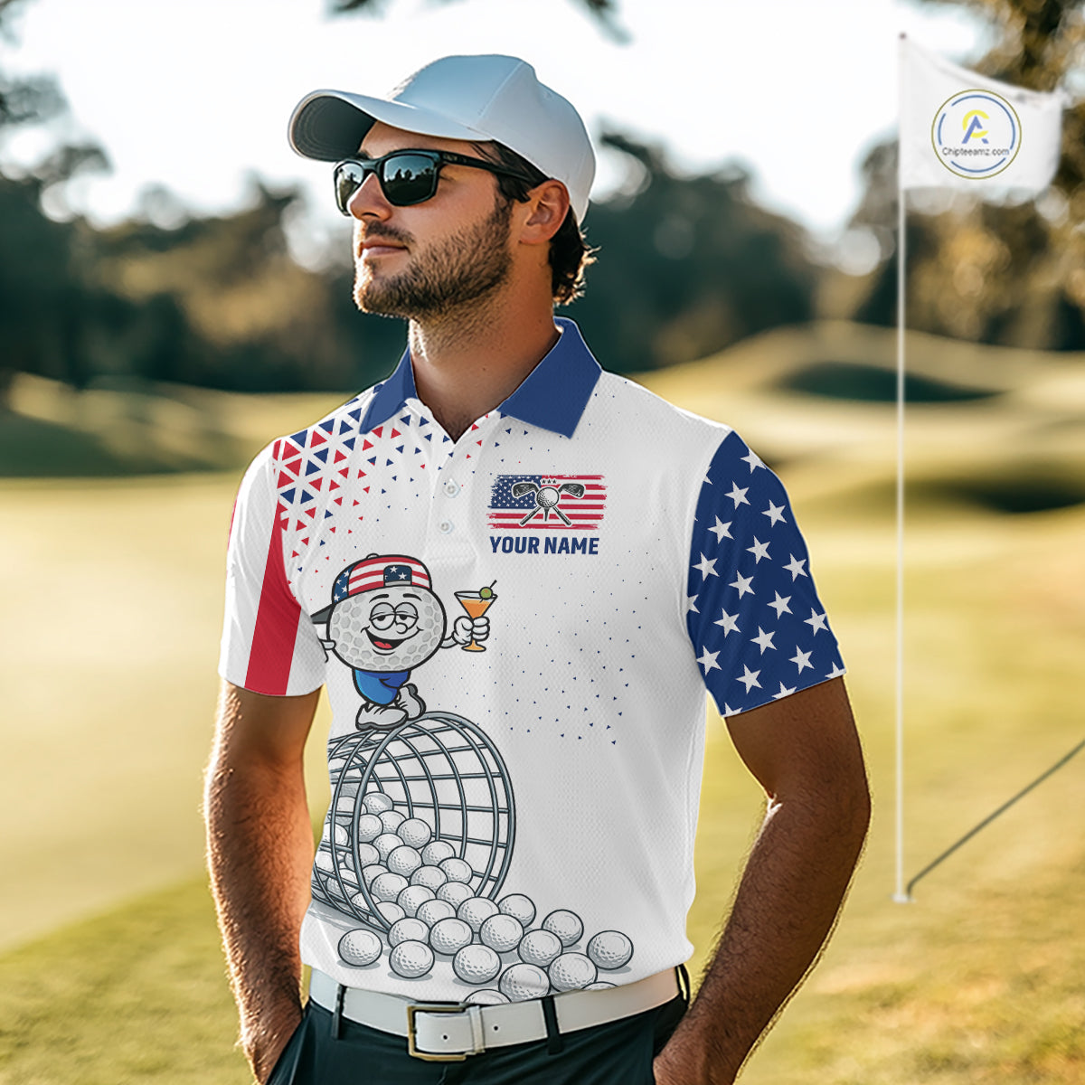 Funny Custom Patriotic Mens Golf Polo Shirt, Personalized Drinking Golf Jersey, Custom Golf Outfit For Family Team Shirt NHT700