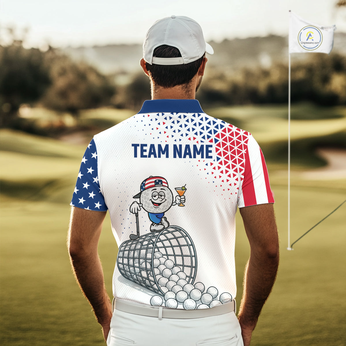 Funny Custom Patriotic Mens Golf Polo Shirt, Personalized Drinking Golf Jersey, Custom Golf Outfit For Family Team Shirt NHT700