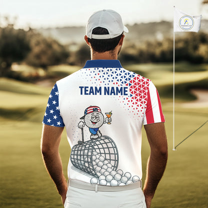 Funny Custom Patriotic Mens Golf Polo Shirt, Personalized Drinking Golf Jersey, Custom Golf Outfit For Family Team Shirt NHT700