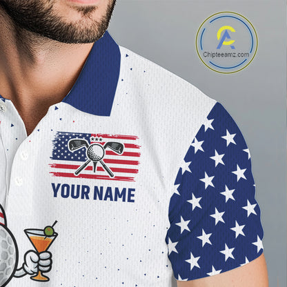 Funny Custom Patriotic Mens Golf Polo Shirt, Personalized Drinking Golf Jersey, Custom Golf Outfit For Family Team Shirt NHT700