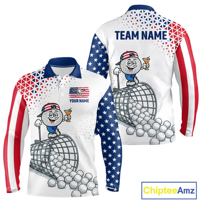 Funny Custom Patriotic Mens Golf Polo Shirt, Personalized Drinking Golf Jersey, Custom Golf Outfit For Family Team Shirt NHT700