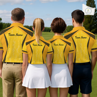 Custom Mens Beer Bubbles Golf Polo Shirt, Personalized Yellow Beer Themed Golf Jersey With Name, Gift For Golfer NHT703