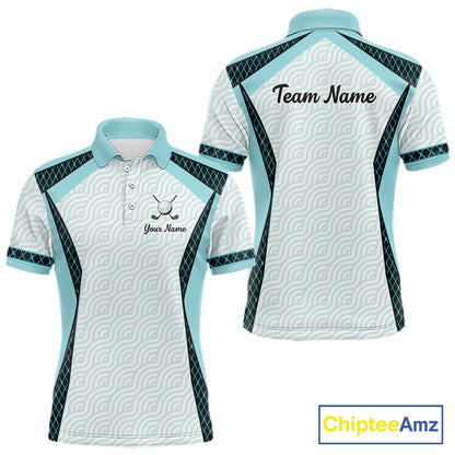 Personalized Aqua Sea Wave Golf Shirt With Name, Elegant Men's Sportswear, Stylish Men Golf Jersey NHT704
