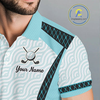 Personalized Aqua Sea Wave Golf Shirt With Name, Elegant Men's Sportswear, Stylish Men Golf Jersey NHT704