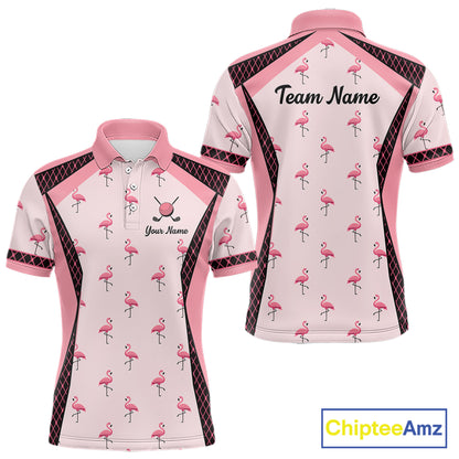 Custom Men's Flamingo Golf Polo, Personalized Pink Flamingo Golf Shirt With Name, Gift For Golfer NHT705