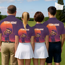 Load image into Gallery viewer, Personalized Sloth Golf Shirt - Retro Sunset Womens Golf Polo Shirt NHT1037
