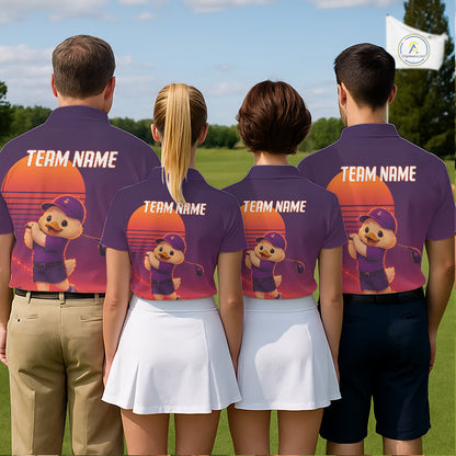 Personalized Duck Golf Shirt - Retro Sunset Womens Golf Polo Shirt NHT1038