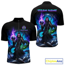 Load image into Gallery viewer, Custom personalized men's Grim Reaper bowling shirt – lightweight breathable polyester
