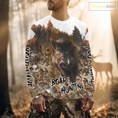 Beautiful Wild Boar Hunting Camouflage Custom Name Shirts for Hunter Gift For Hunter NHT102