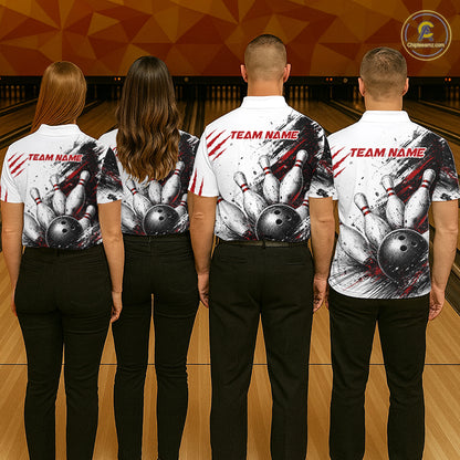 Women's Personalized Skull Bowling Tournament Shirt & Quarter Zip – Custom Name Team Jersey NHT1214
