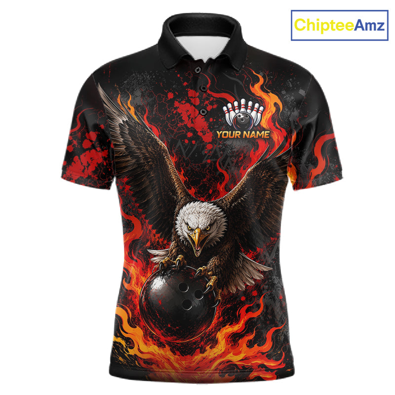 Eagle Bowling Polo Shirt Custom Name Team Quarter Zip Bowling Jersey For Men NHT1350
