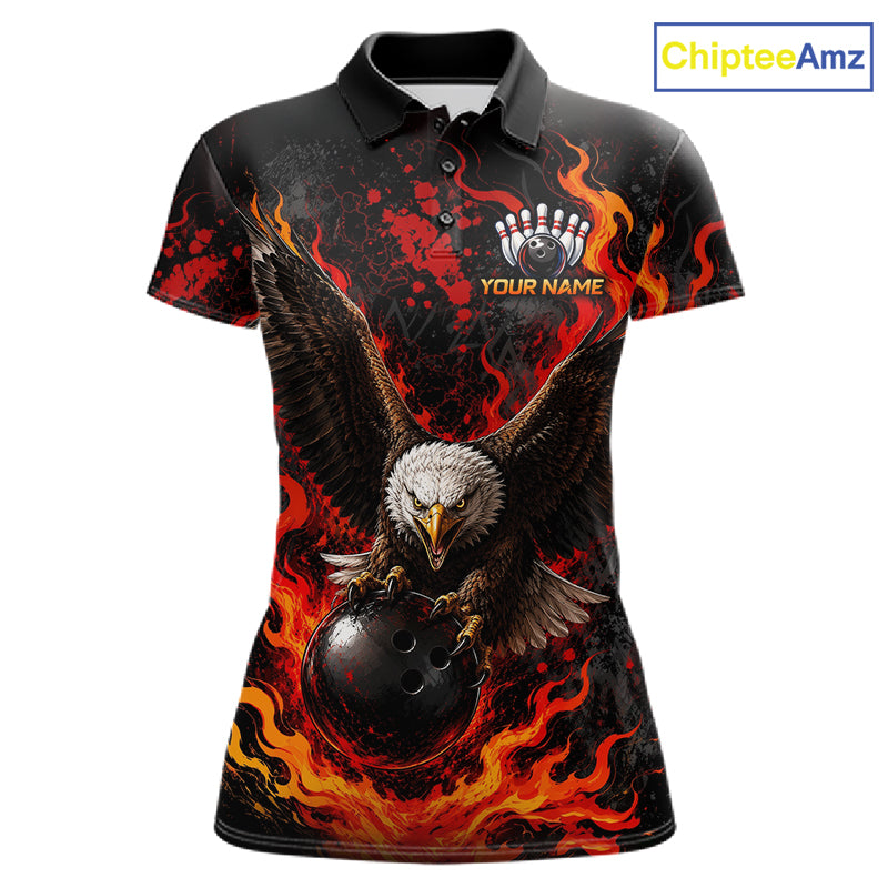 Eagle Bowling Polo Shirt Custom Name Team Quarter Zip Bowling Jersey For Women NHT1350