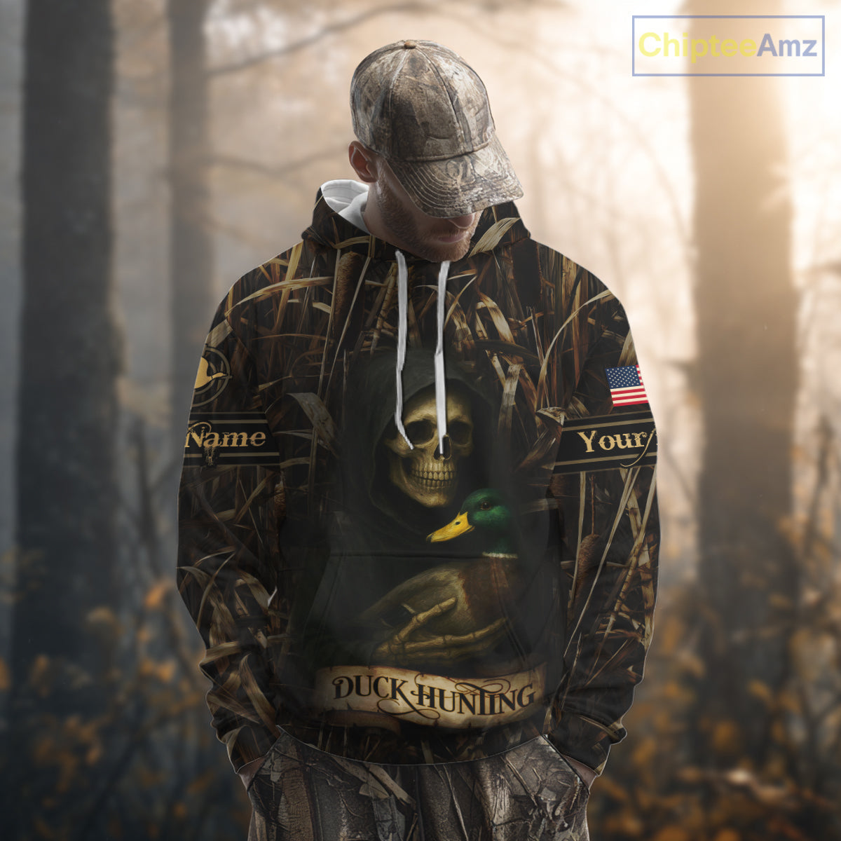 Duck Hunting Camouflage US Flag Custom 3D All Over Printed Shirts Personalized Hunting gift NHT106