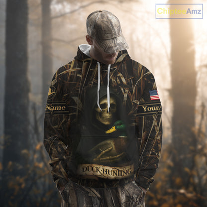 Duck Hunting Camouflage US Flag Custom 3D All Over Printed Shirts Personalized Hunting gift NHT106