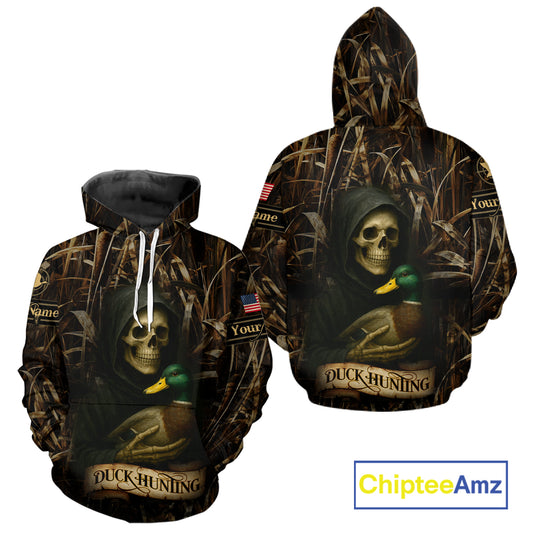 Duck Hunting Camouflage US Flag Custom 3D All Over Printed Shirts Personalized Hunting gift NHT106
