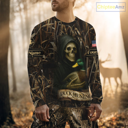 Duck Hunting Camouflage US Flag Custom 3D All Over Printed Shirts Personalized Hunting gift NHT106