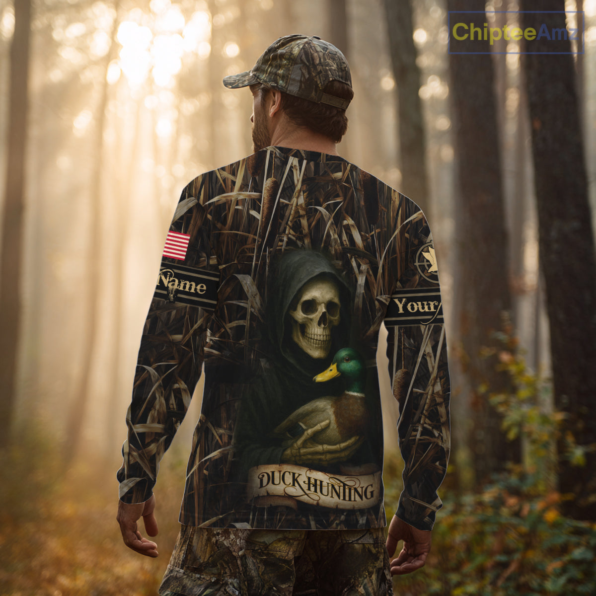 Duck Hunting Camouflage US Flag Custom 3D All Over Printed Shirts Personalized Hunting gift NHT106
