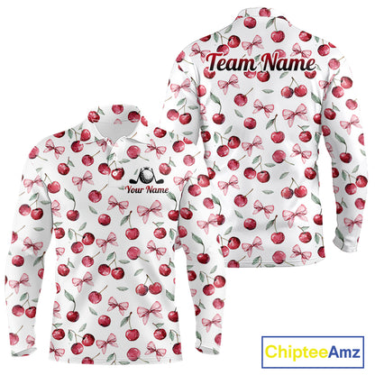 Funny Golf Polo Shirt For Mens Cherry Pattern Summer Sport Top For Team NHT881