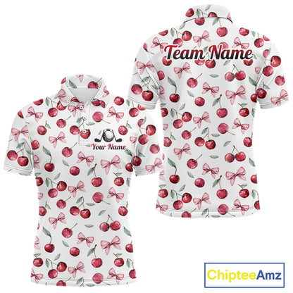 Funny Golf Polo Shirt For Mens Cherry Pattern Summer Sport Top For Team NHT881