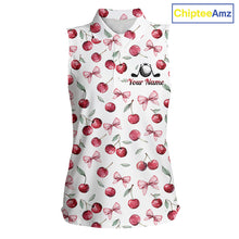 Load image into Gallery viewer, Funny Sleeveless Womens Golf Polo Shirt for Cherry Pattern Summer Sport Top For Team NHT881