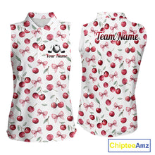 Load image into Gallery viewer, Funny Sleeveless Womens Golf Polo Shirt for Cherry Pattern Summer Sport Top For Team NHT881