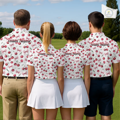 Funny Golf Polo Shirt For Mens Cherry Pattern Summer Sport Top For Team NHT881