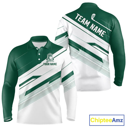 Green And White Mens Golf Polo Shirt Custom Name Golf Shirts For Team Personalized Golf Top NHT882