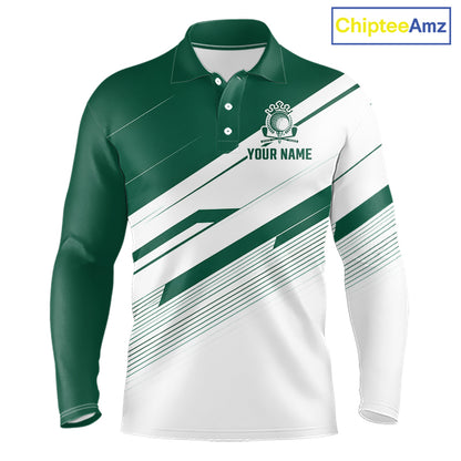 Green And White Mens Golf Polo Shirt Custom Name Golf Shirts For Team Personalized Golf Top NHT882