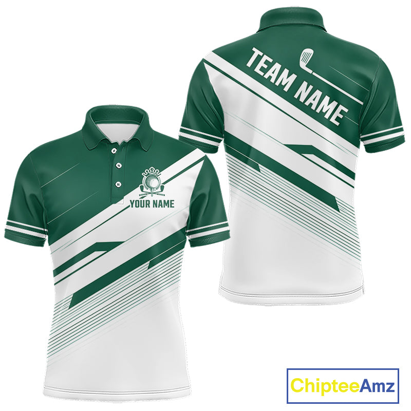 Green And White Mens Golf Polo Shirt Custom Name Golf Shirts For Team Personalized Golf Top NHT882