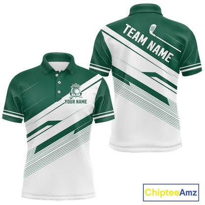 Green And White Mens Golf Polo Shirt Custom Name Golf Shirts For Team Personalized Golf Top NHT882