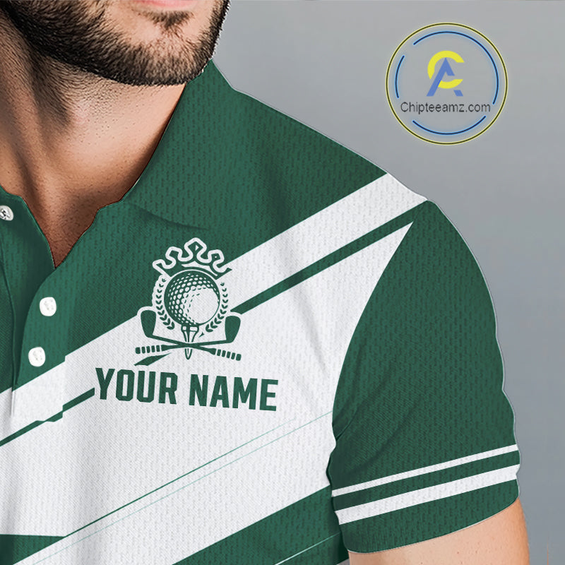 Green And White Mens Golf Polo Shirt Custom Name Golf Shirts For Team Personalized Golf Top NHT882
