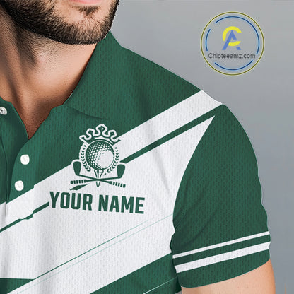 Green And White Mens Golf Polo Shirt Custom Name Golf Shirts For Team Personalized Golf Top NHT882