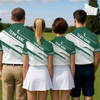Green And White Mens Golf Polo Shirt Custom Name Golf Shirts For Team Personalized Golf Top NHT882