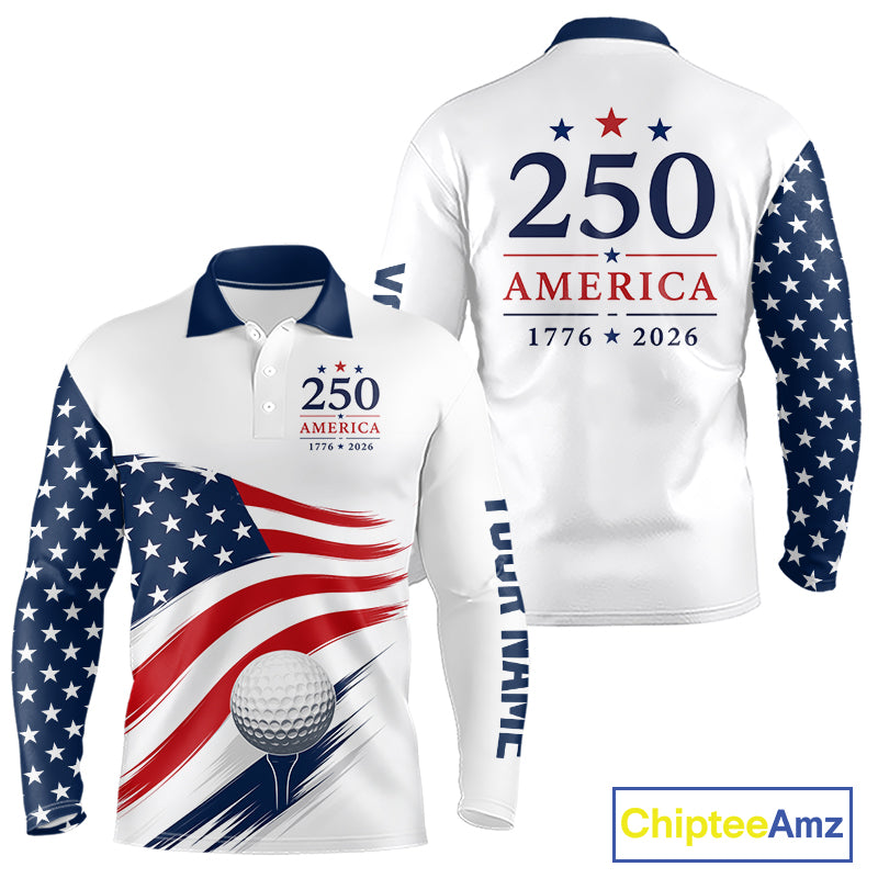 American Flag Mens Golf Polo Shirts, Patriotic Team Golf Jerseys NHT885