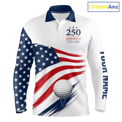 American Flag Mens Golf Polo Shirts, Patriotic Team Golf Jerseys NHT885