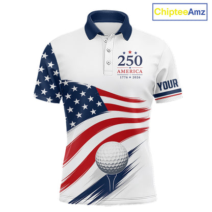 American Flag Mens Golf Polo Shirts, Patriotic Team Golf Jerseys NHT885