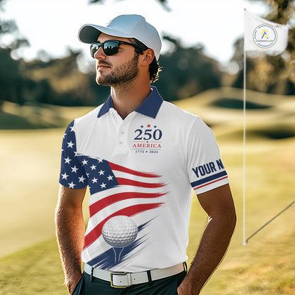 American Flag Mens Golf Polo Shirts, Patriotic Team Golf Jerseys NHT885